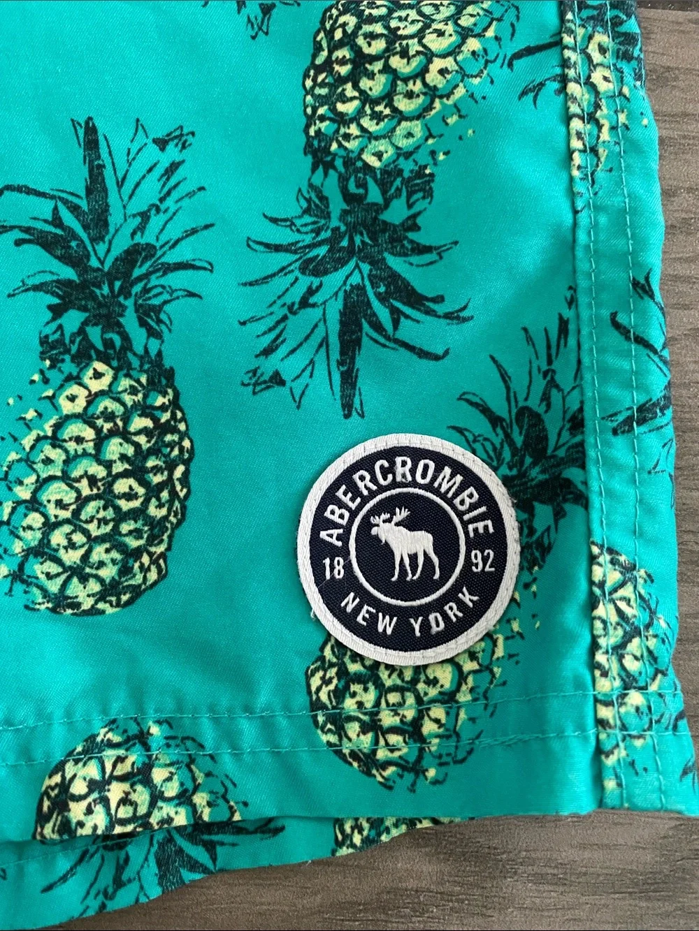 Abercrombie Kids Boys Swim Trucks - Teal with Pineapples